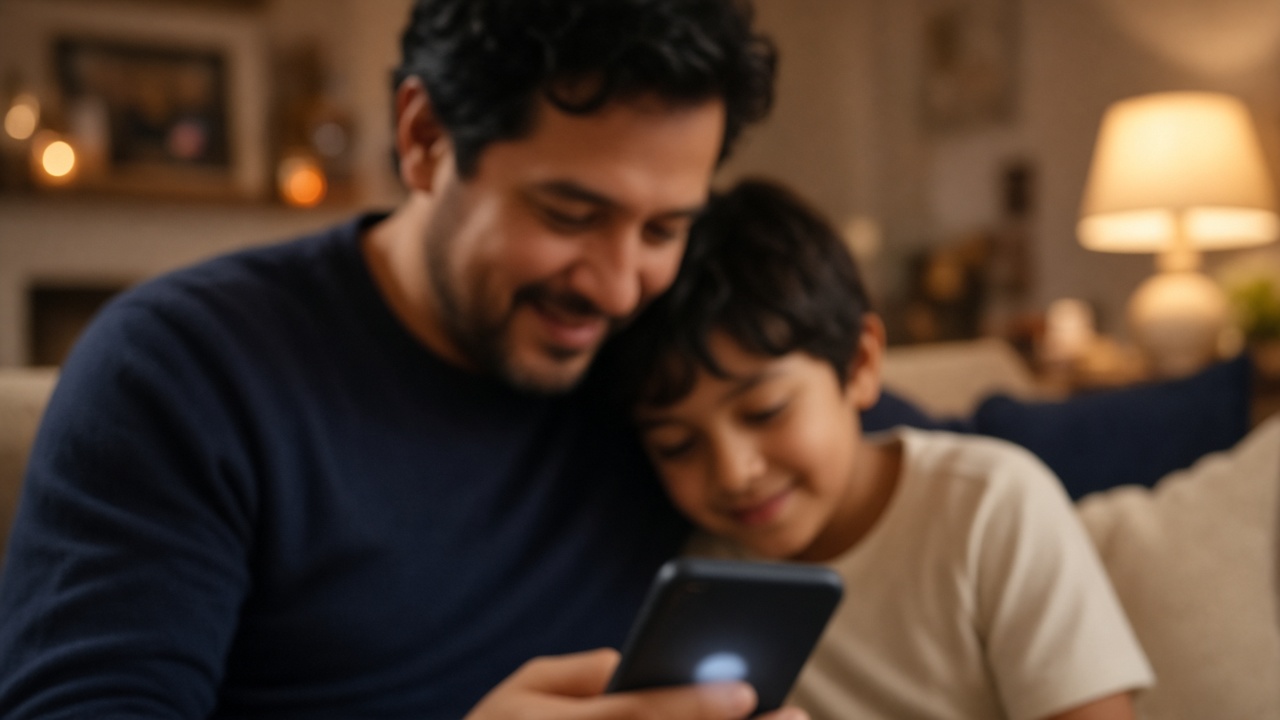 Familia consultando información escolar en el celular